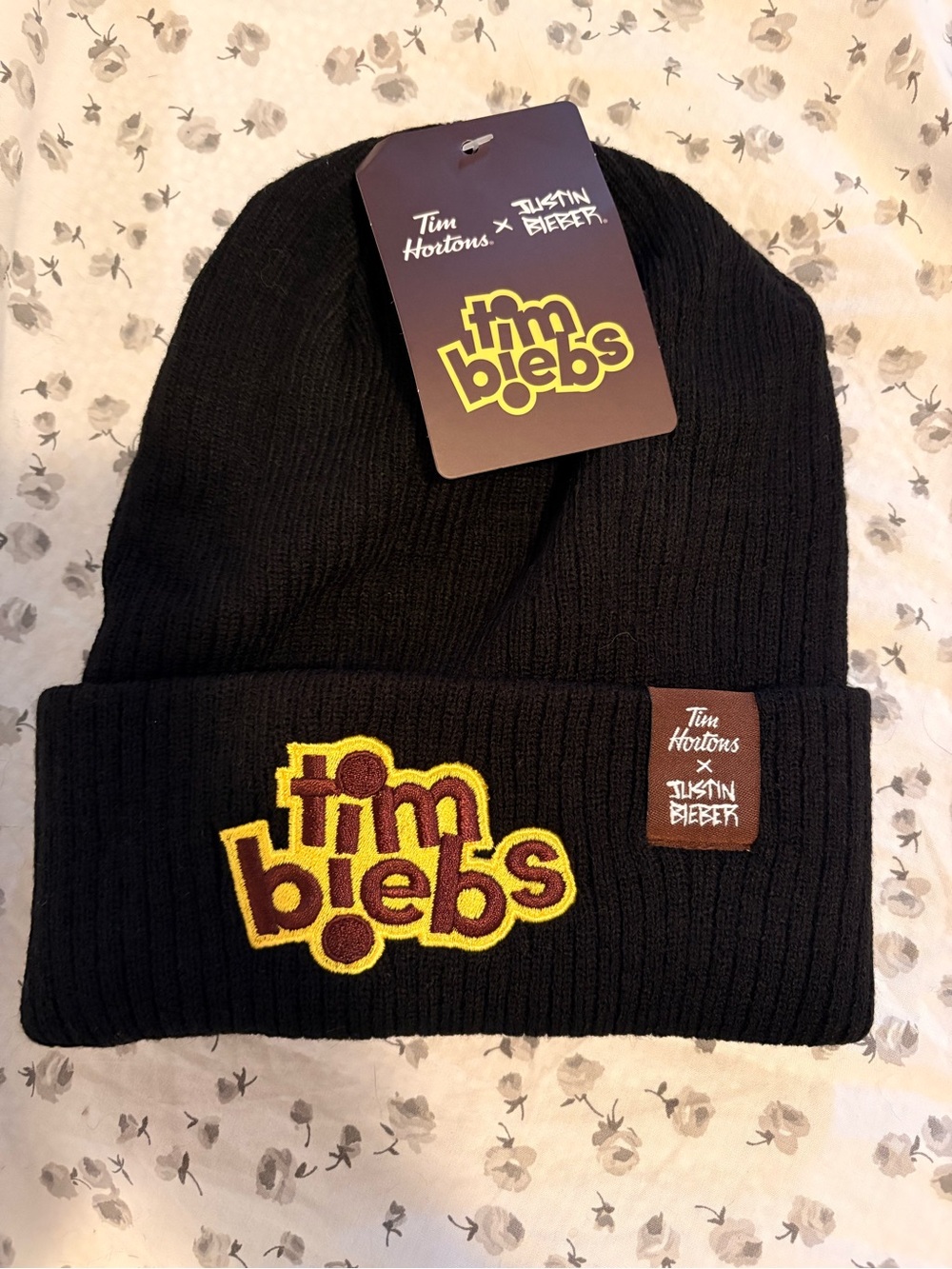 Black Tim Biebs Justin Bieber Black Beanie hat